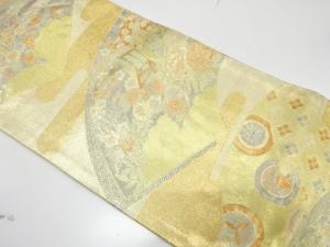 佐賀錦　地紙に御所車・几帳・草花模様織り出し　袋帯